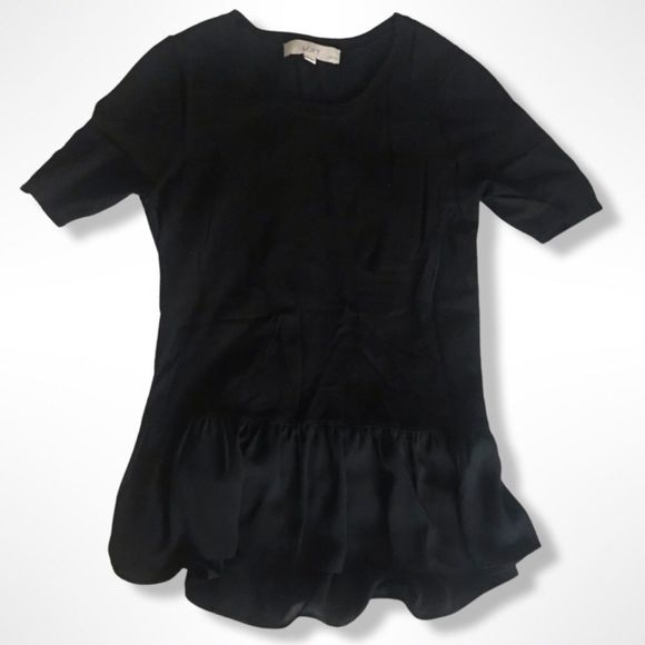 Loft Black Knit Ruffled Top - Picture 1 of 7